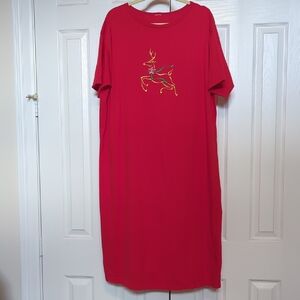 Bright Red Christmas Lounging Tee One Size Oversized